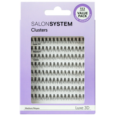 Salon System Individual 3D Luxe Lashes Black Medium Value Pack