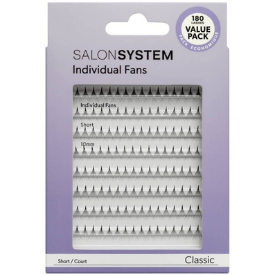 Salon System Individual Fans Lashes Value Pack Classic Short Black