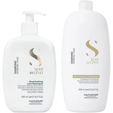 Alfaparf Milano Semi Di Lino Diamond Illuminating Shampoo 500ml & Conditioner 1000ml Twin