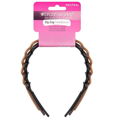Brushworks Neutral Zig Zag Headbands Pack of 3