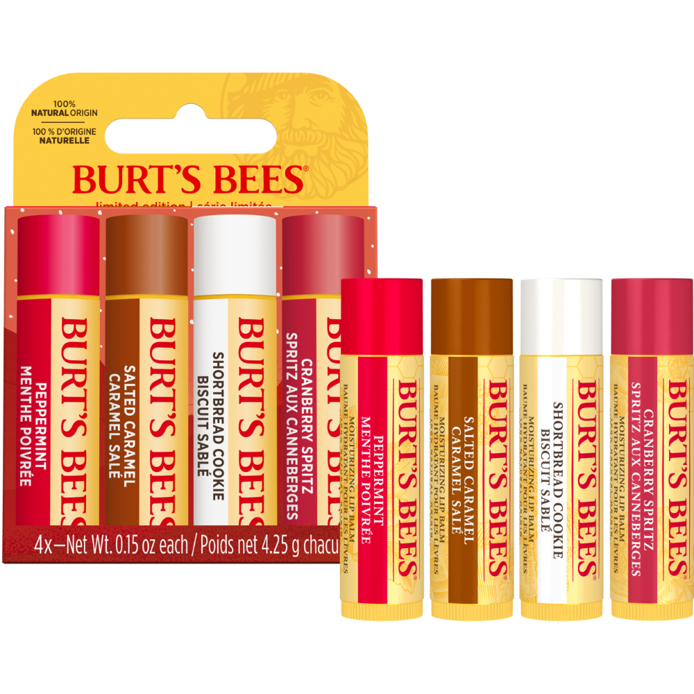 Burt's Bees Limited Edition Festive Fix Lip Balm Gift Set 4 x 4.25g –  Justmylook, image size:1000x1000