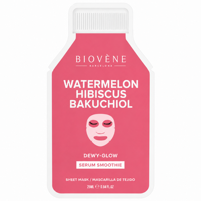 Biovene Watermelon Hibiscus Bakuchiol Dewy-Glow Serum Smoothie Sheet Mask 25ml