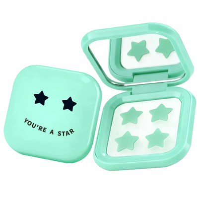 Biovene Compact Mirror Case Hydrocolloid Star Pimple Patches Green x32