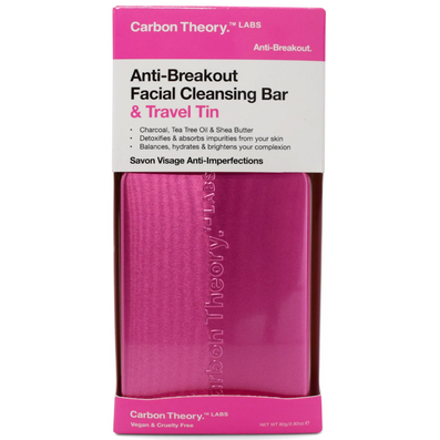 Carbon Theory Anti-Breakout Facial Charcoal Bar & Travel Tin 80g