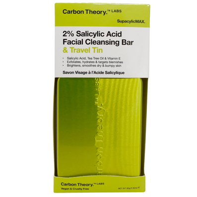 Carbon Theory SupacylicMAX 2% Salicylic Acid Facial Cleansing Bar & Travel Tin 80g