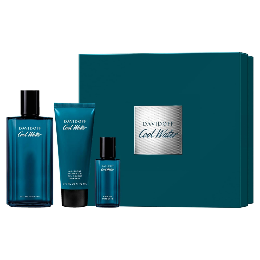 Davidoff Cool Water 3 Piece Gift Set - For Men Eau De Toilette 125ml + 15ml