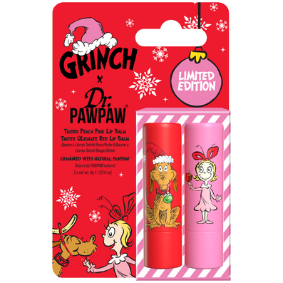 Dr. PawPaw X The Grinch Peach Pink & Ultimate Red Lip Balm Duo