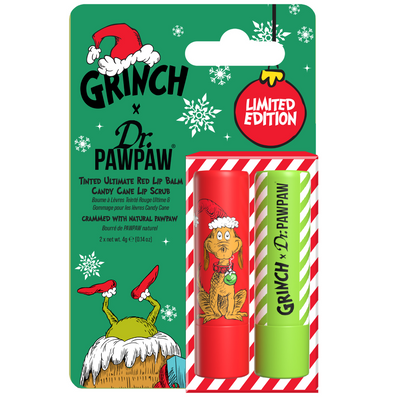 Dr. PawPaw X The Grinch Candy Cane Scrub & Ultimate Red Lip Balm Duo