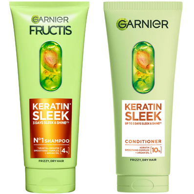 Garnier Fructis Keratin Sleek No. 1 Shampoo & Conditioner Twin 2 x 200ml