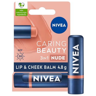 Nivea Caring Beauty 3-In-1 Lip & Cheek Balm SPF30 4.8g