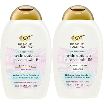 OGX Rescue Fusions Hyaluronic Acid & Pro-Vitamin B5 Hydrating Shampoo & Conditioner Twin 2 x 385ml