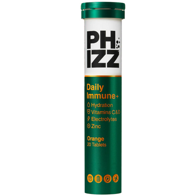 Phizz Daily Immune+ 3-in-1 Hydration, Electrolytes & Vitamins Effervescent Tablets Orange 20 Tablets