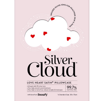 Silver Cloud Satin Pillowcase Heart Print