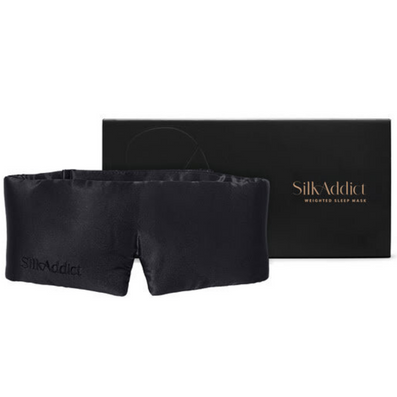 Silk Addict Weighted Mulberry Silk Sleep Mask Black