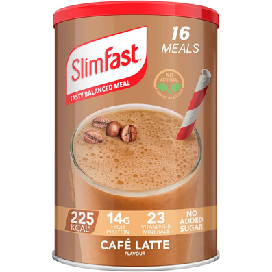 SlimFast Tasty Balanced Meal Powder Cafe Latte Tub 16 Servings 584g