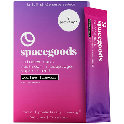 Spacegoods Rainbow Dust Focus Mushroom & Adaptogen Super Blend Supplement Coffee 7 x 8g