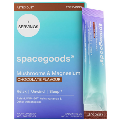 Spacegoods Astro Dust Sleep Mushroom & Adaptogen Evening Blend Supplement Chocolate 7 x 8g