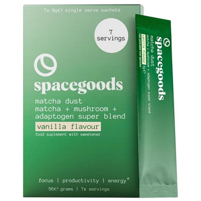 Spacegoods Matcha Dust Focus Mushroom & Matcha Super Blend Supplement Vanilla Matcha 7 x 8g