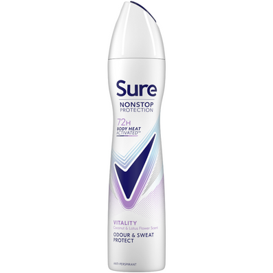 Sure Nonstop Protection 72h Vitality Anti-Perspirant Deodorant Spray 250ml