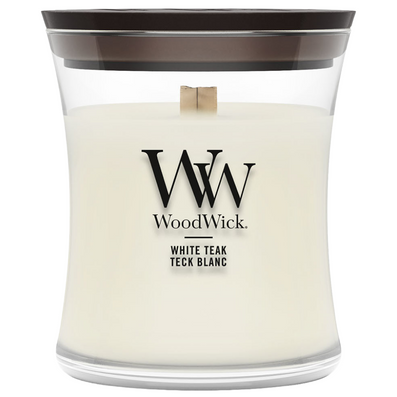 WoodWick White Teak Mini Hourglass Jar Candle