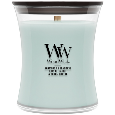 WoodWick Sagewood & Seagrass Medium Hourglass Jar Candle