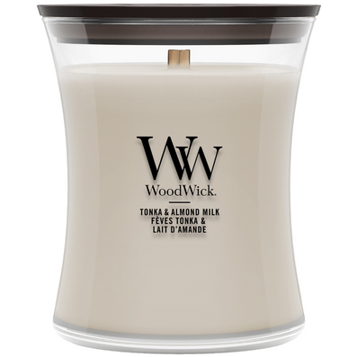 WoodWick Tonka & Almond Milk Medium Hourglass Jar Candle