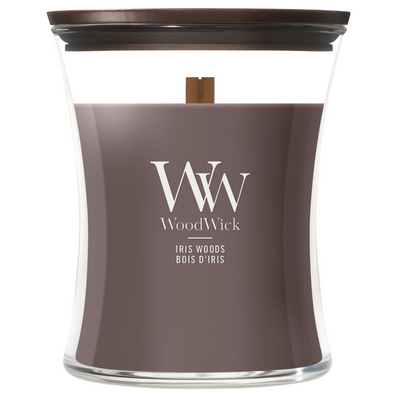 WoodWick Iris Woods Medium Hourglass Jar Candle