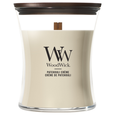 WoodWick Patchouli Creme Medium Hourglass Jar Candle