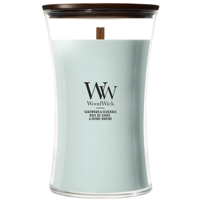 WoodWick Sagewood & Seagrass Large Hourglass Jar Candle