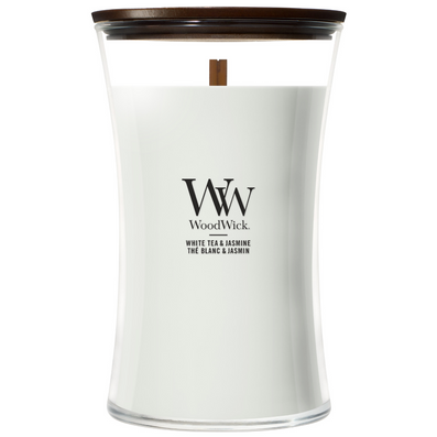 WoodWick White Tea & Jasmine Large Hourglass Jar Candle