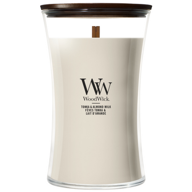 WoodWick Tonka & Almond Milk Large Hourglass Jar Candle