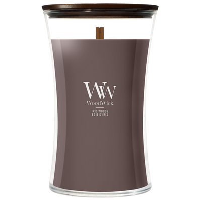 WoodWick Iris Woods Large Hourglass Jar Candle