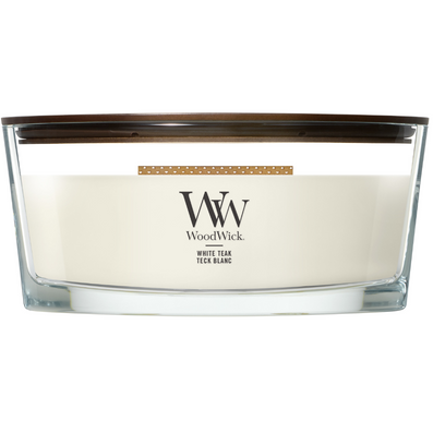 WoodWick White Teak Ellipse Jar Candle