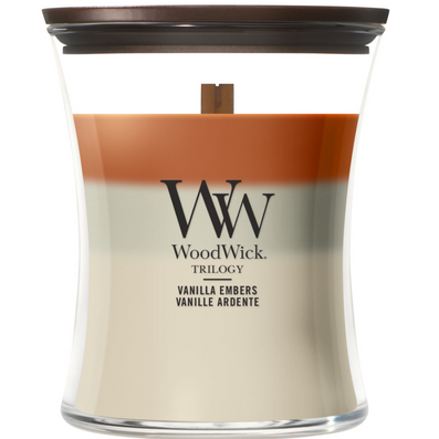WoodWick Trilogy Vanilla Embers Medium Hourglass Jar Candle