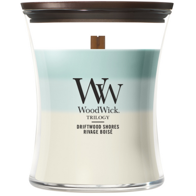 WoodWick Trilogy Driftwood Shores Medium Hourglass Jar Candle