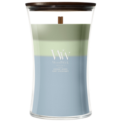 WoodWick Trilogy Verdant Woods Large Hourglass Jar Candle
