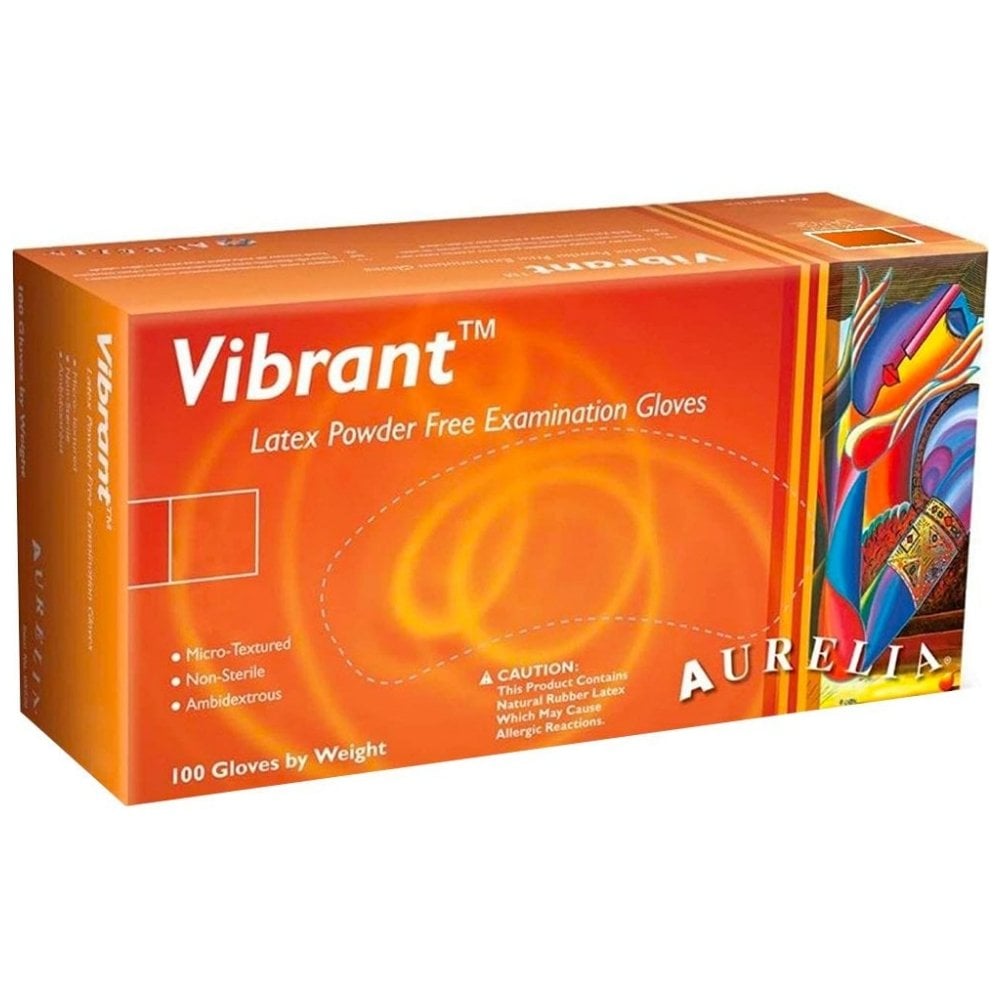 Aurelia Vibrant Micro-Texturé Gants latex médical non poudrés, paquet de 100 main image 1
