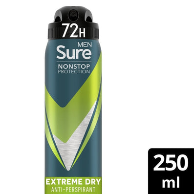 Sure Men Nonstop Protection 72h Extreme Dry Anti-Perspirant Deodorant Spray 250ml