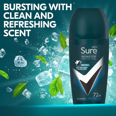 Sure Men Nonstop Protection 72h Invisible Ice Anti-Perspirant Deodorant Roll On 50ml