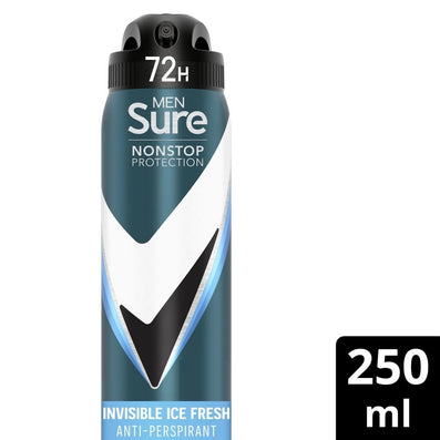 Sure Men Nonstop Protection 72h Invisible Ice Fresh Anti-Perspirant Deodorant Spray 250ml