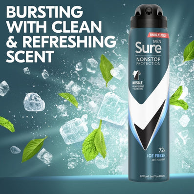 Sure Men Nonstop Protection 72h Invisible Ice Fresh Anti-Perspirant Deodorant Spray 250ml