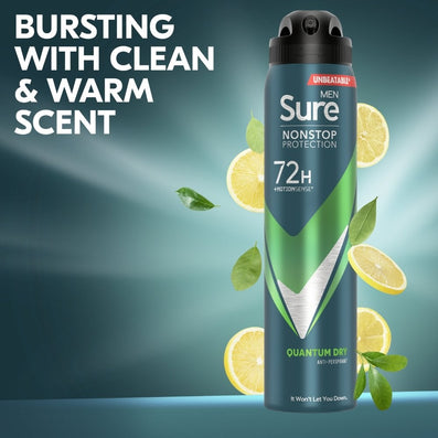 Sure Men Nonstop Protection 72h Quantum Dry Anti-Perspirant Deodorant Spray 250ml