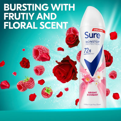 Sure Nonstop Protection 72h Bright Bouquet Anti-Perspirant Deodorant Spray 250ml