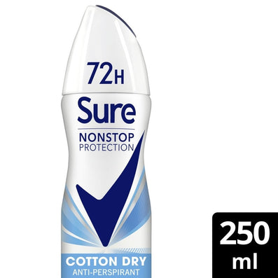 Sure Nonstop Protection 72h Cotton Dry Anti-Perspirant Deodorant Spray 250ml