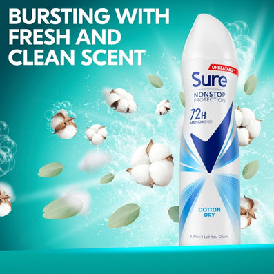 Sure Nonstop Protection 72h Cotton Dry Anti-Perspirant Deodorant Spray 250ml