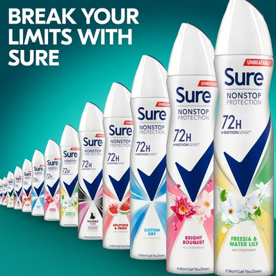 Sure Nonstop Protection 72h Freesia & Water Lily Anti-Perspirant Deodorant Spray 250ml