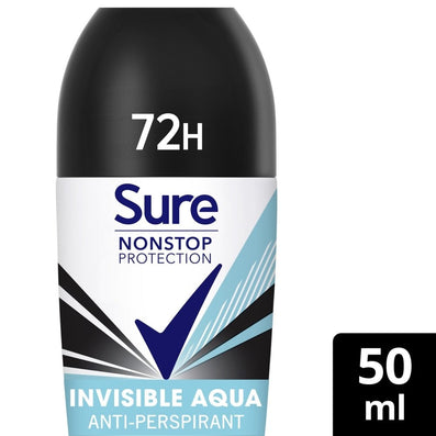 Sure Nonstop Protection 72h Invisible Aqua Anti-Perspirant Roll On Deodorant 50ml