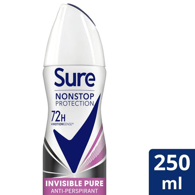 Sure Nonstop Protection 72h Invisible Pure Anti-Perspirant Deodorant Spray 250ml