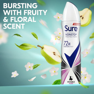 Sure Nonstop Protection 72h Invisible Pure Anti-Perspirant Deodorant Spray 250ml