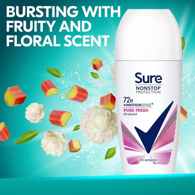 Sure Nonstop Protection 72h Pure Fresh Anti-Perspirant Roll On Deodorant 50ml